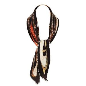 Hermes Black and Orange Pleated Scarf